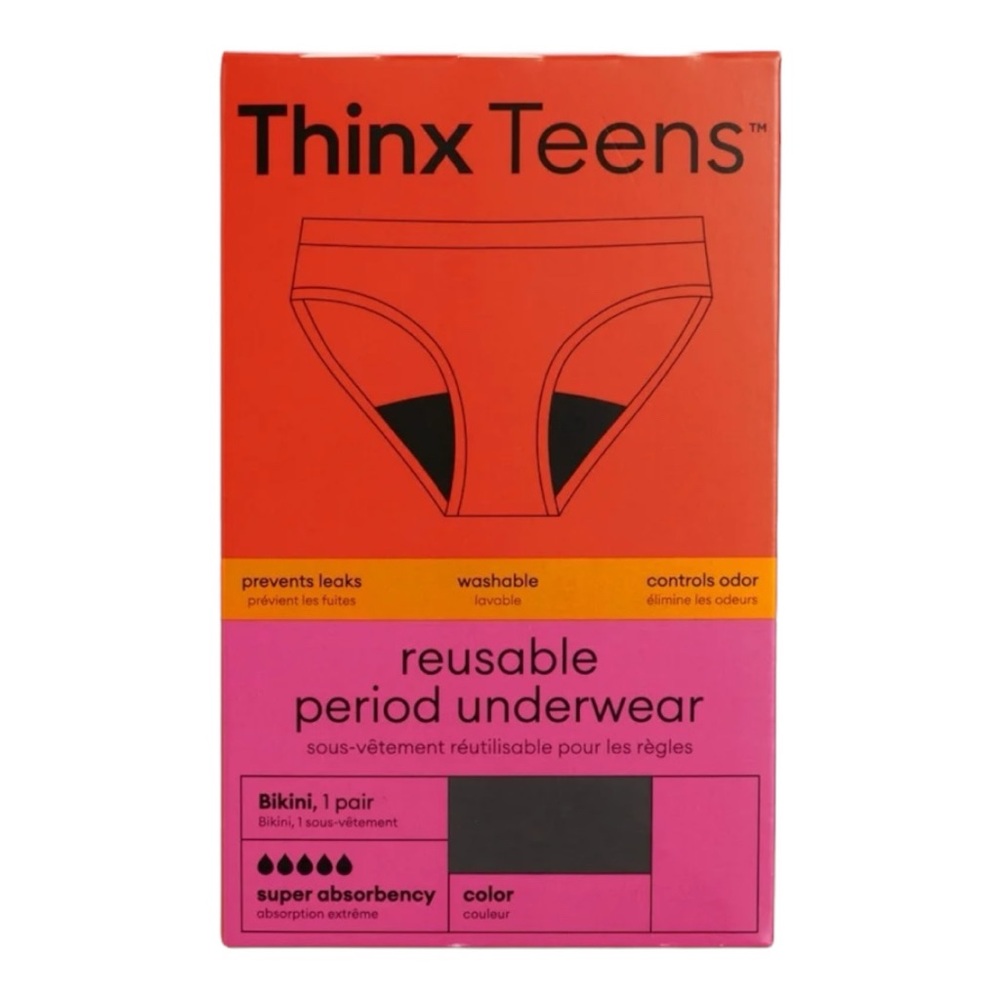 THINX Teen Reusable Period Bikini Underwear Super Absorbency LARGE (13-14) NIB